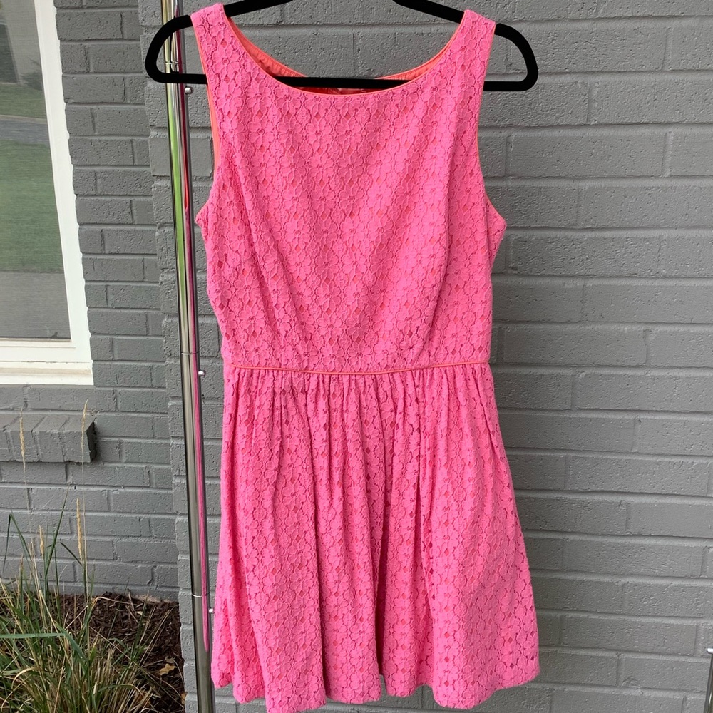 Lilly Pulitzer Aleesa pink floral lace boatneck sundress size 10